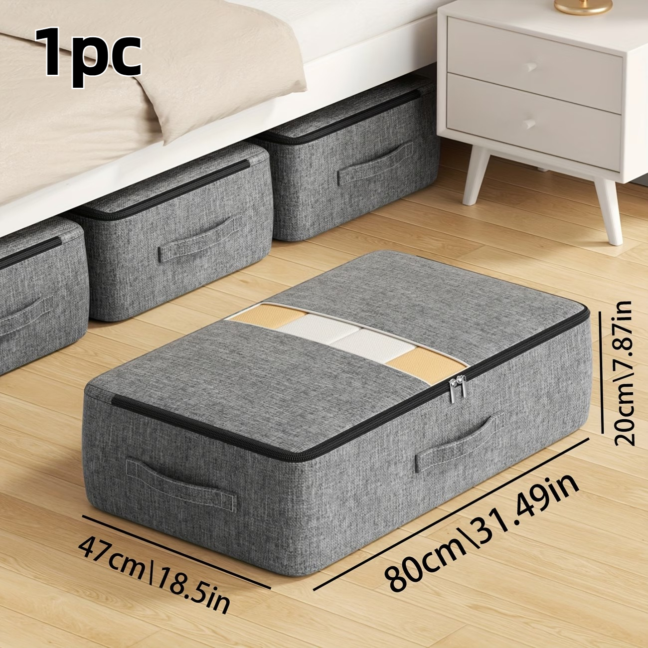 TEMU Storage For Under The Bed, Suitable For Home Use And Moving, Large Capacity Storage, Thick Fabric With A Window For Visibility, Ideal For