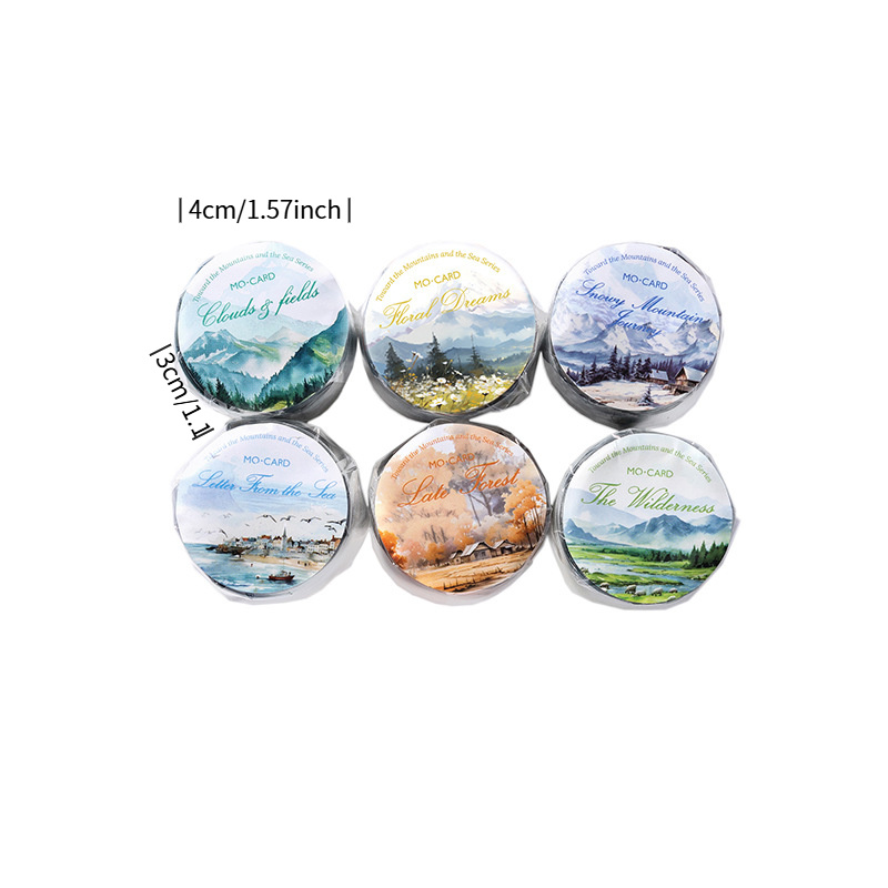 12m Ins Pet Irregular Tape Heading The Mountains And , High-quality Scenic Decoration With Reusable Stickers