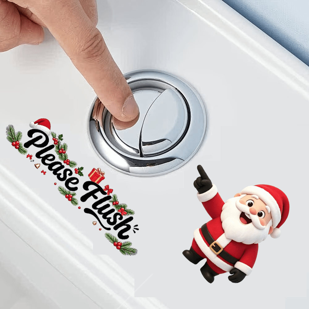 TEMU [2d Flat Sticker] 1pc Santa Claus Toilet Sticker, Toilet Flushing Reminder Sticker, Christmas Decoration, Christmas Gift Tank Sticker, Suitable