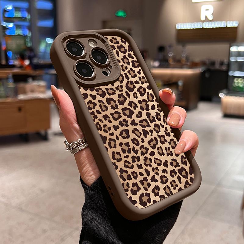 Phone Case - Phone Case: Leopard Print Pattern Case For Iphone 16 15 14 Pro Max 13 12 11 Xr Shockproof Drop Protection Rugged Durable Cover Protective Smartphone Casing Phonecase