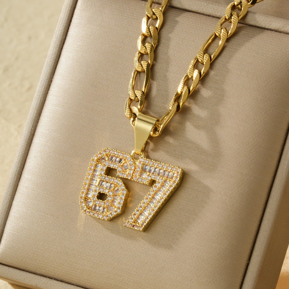 TEMU Size 67 Hip-hop Composite Cube 3a Zirconia Pendant With Chain Sports Necklace. Suitable For Men And Women's Hip-hop, Basketball, Football,