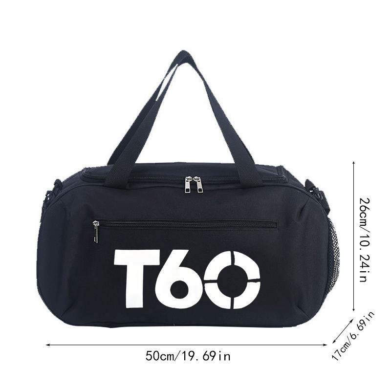 A Single T60 Printed Lightweight Crossbody Bag Featuring a Zipper, This Spacious Gym Bag Made of Oxford Cloth Is Versatile And Portable. Ideal for Sports, Travel, And Yoga, It Comes in Blue And Is Designed As a Ladies' Crossbody Bag