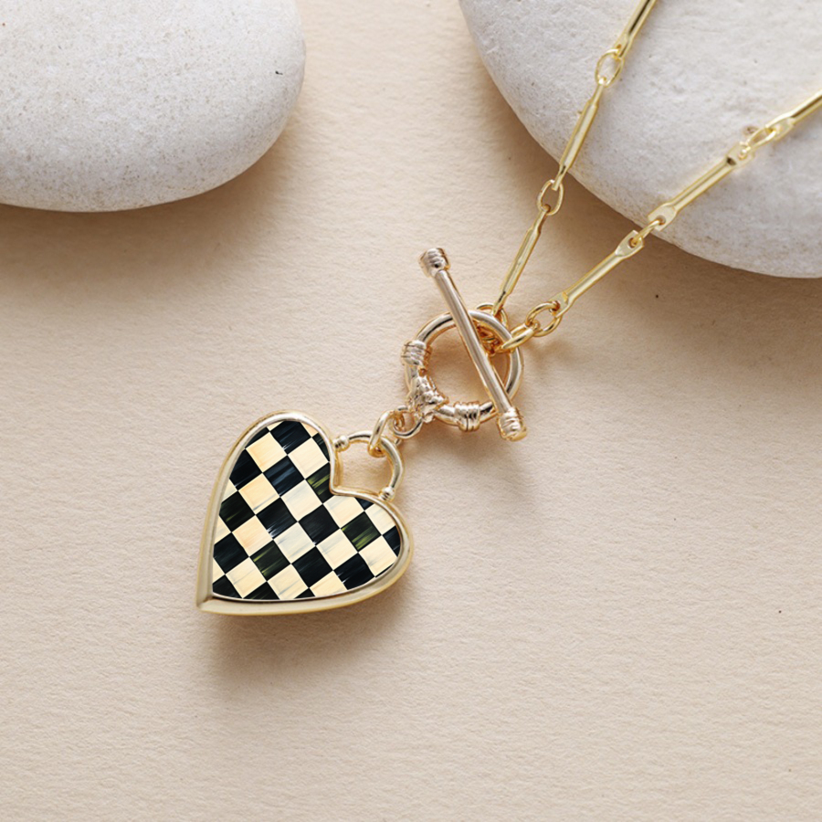 1pc Checkerboard Necklace Chess Pattern Necklace Geometric Necklace Abstract Necklace Heart Necklace Square Necklace Jewelry Additions Unique Jewelry Christmas Gifts Everyday Gifts Birthday Gifts