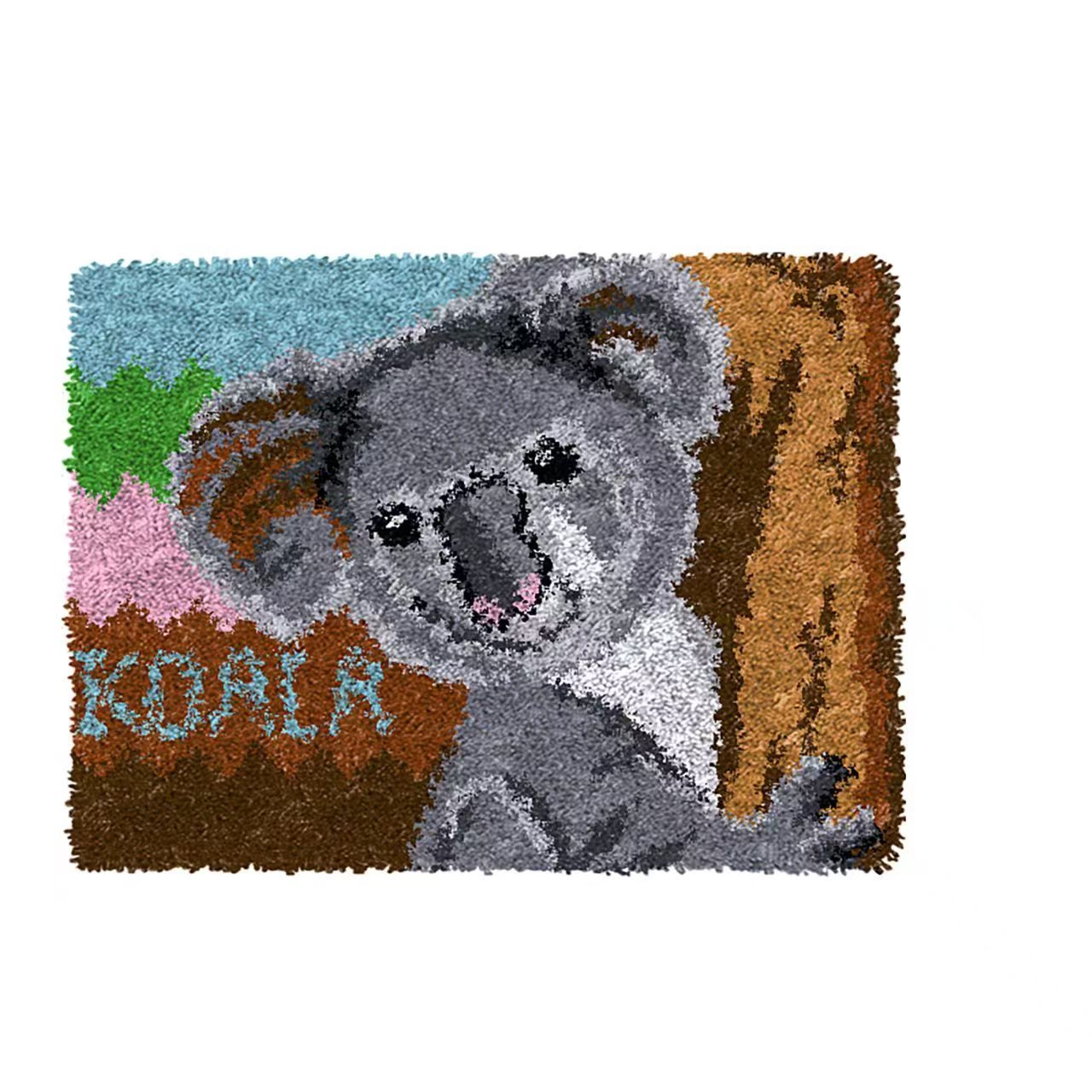 

Koala And Puppies Hook Crochet Kit, Diy Embroidery Yarn Carpet Mat, Non-slip Absorbent Fabric Floor Covering, Animal Theme Craft Set With Pre-printed