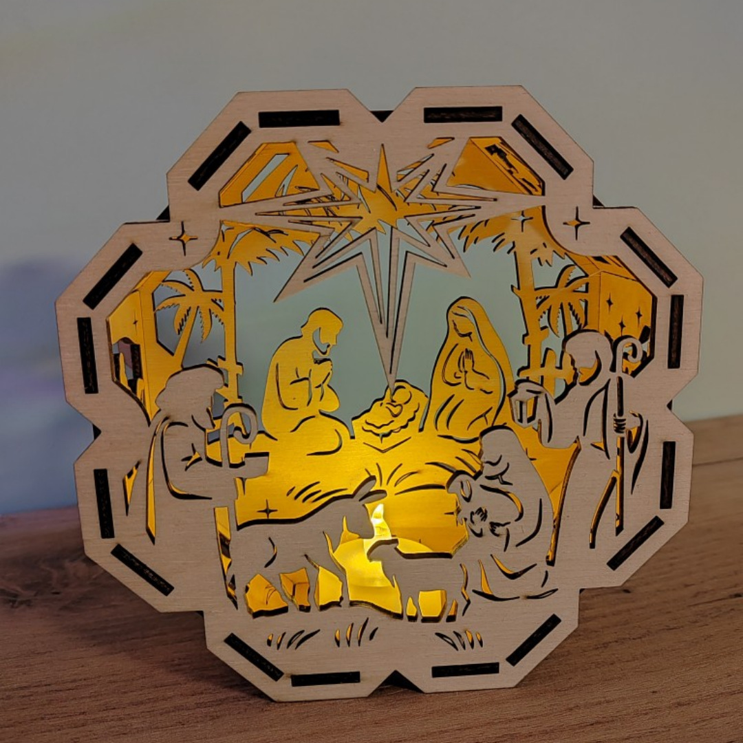 TEMU Wooden Christmas Nativity Scene Candlestick Ornament, Christmas Decoration, Ideal Gift For , Perfect For Desktop And Room Decor, Wood Material