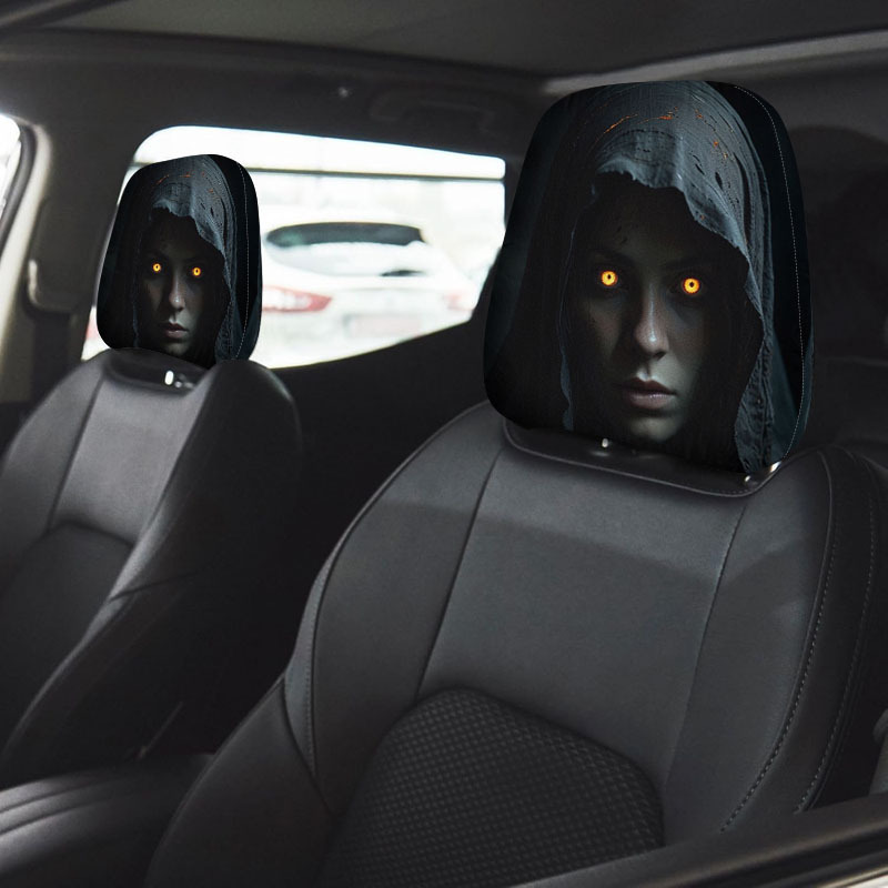 2pcs   hooded bright   mysterious portrait pattern car headrest covers perfect upgrade for car interior showcasing individual charm   for   suitable for all car models   Product details 2