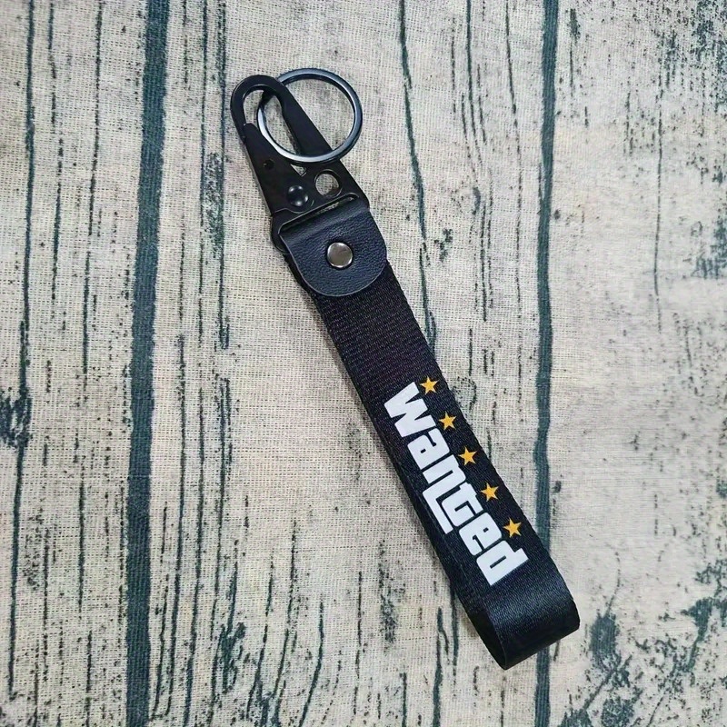 Image of Yaseenlin Car Enthusiast Keychain - Aluminum Alloy Key Ring & Polyester Wristband With "wanted" Text & , Universal Fit For Cars, Trucks, Suvs - Durable Secure Accessory