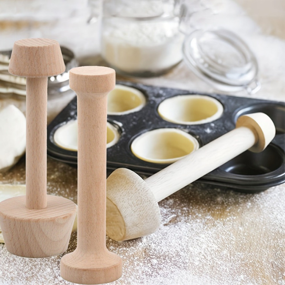 

3pcs Wooden Tart Tamper Set - Double-sided Molds & Dough Press For Diy Pies, Cheesecakes & Desserts - Holiday Baking