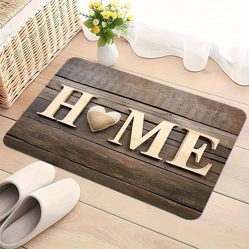 TEMU Felpudo para el hogar con estampado de veta de madera, tapete de franela y , lavable a máquina, para cocina, , dormitorio, oficina, camping,