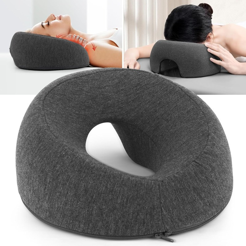 Massage Headrest For The Bed, Massage Pillow With Front Downward, Massage Face Cradle Pillow, Pillow Ergonomic U-shaped Design Light Beige-friendly For Spa Salon Massage Office