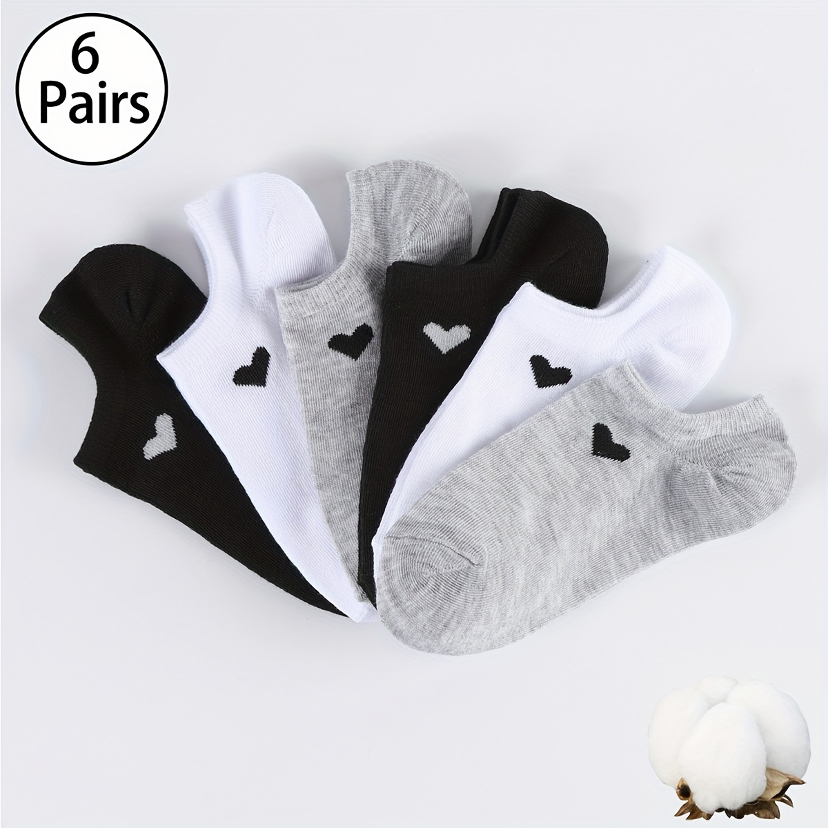 E-shop 6/9/10 Paar Damen-Bootssocken, atmungsaktive Knöchelsocken – weich, feuchtigkeitsabsorbierend, bequem, geeignet für Freizeitkleidung, Sport Büro