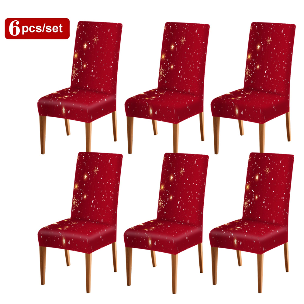 TEMU Housse de Chaise - Housse de Chaise Élastique Rouge/Étoile Dorée (Chaise Non Incluse), - Housse de Chaise Design Tendance Premium, Protection de