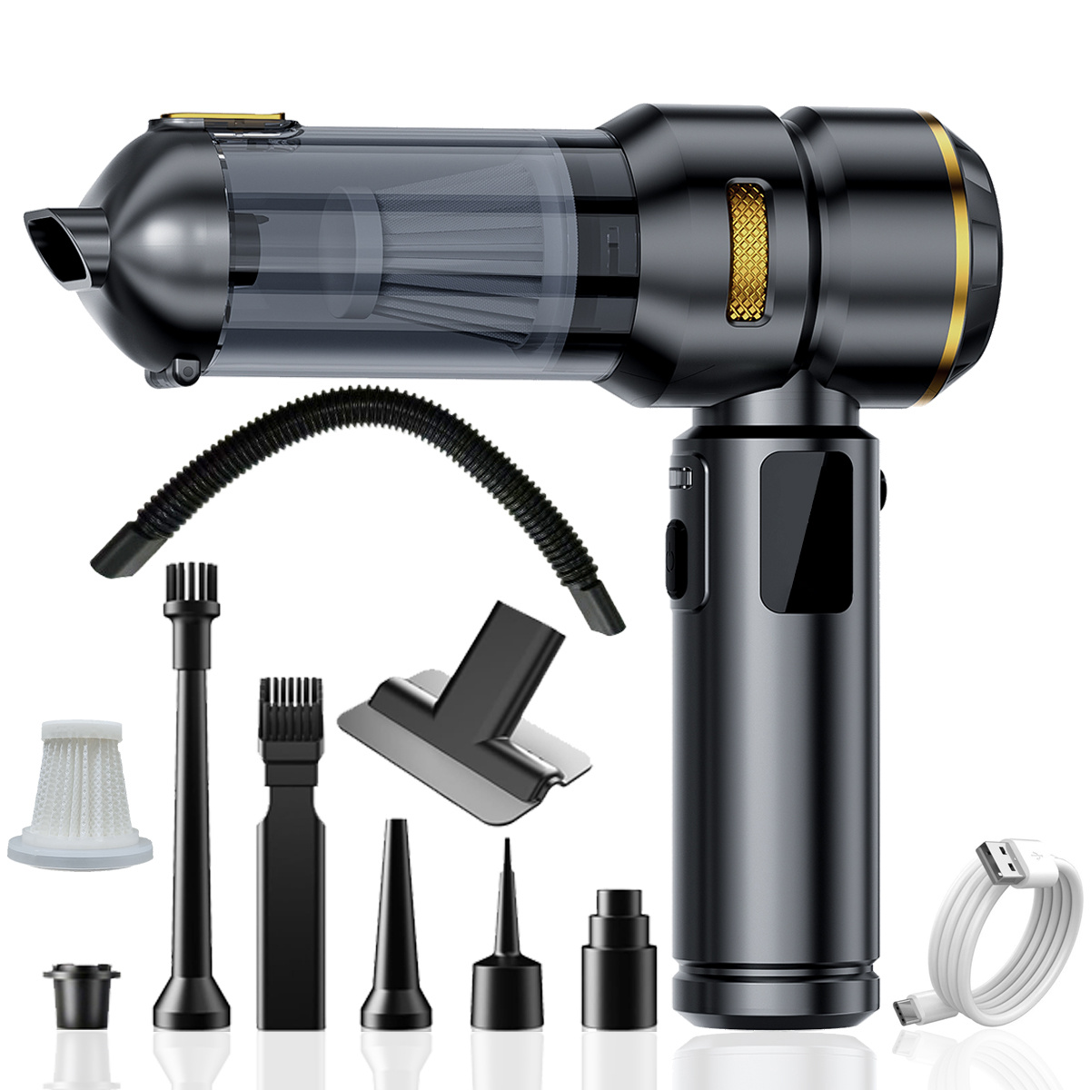 Qilieasy: 100w Cordless Handheld Vacuum, 24000pa Powerful Suction Car Vacuum, 4-in-1 Lightweight Vacuum/blower, Led Display, Usb , 2. Fast Charge, Built-in Light, 3-, Christmas Gift