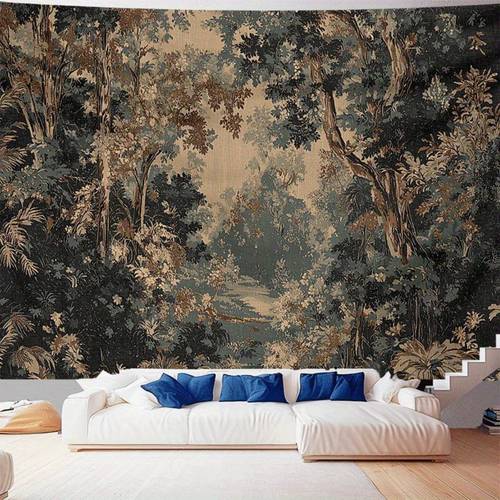 1pc vintage forest wall art tapestry elegant nature inspired decor with trees lake living or outdoor events in multiple sizes ideal creative gift indoor wall decor scene