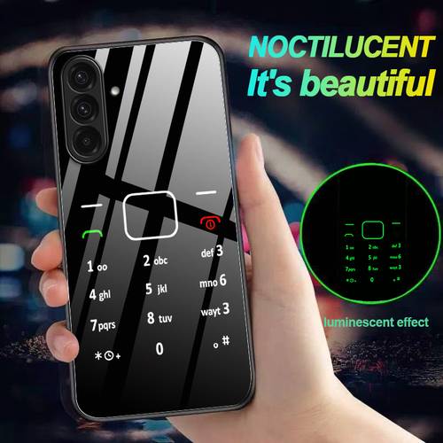 para teléfono: interfaz de teclado de marcación de teléfono con luz nocturna , a prueba de golpes, luminosa sin alimentación, para for galaxy s26/s25ultra/s24/s23/s22/s21/a12/a13/a21s/a22/a23/a32/a33/a51/a52/a53/a54/a56, con cristal templado