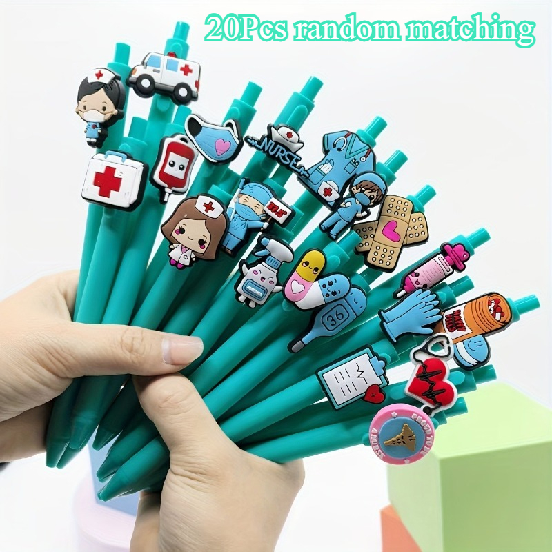 Image of 20pcs/30pcs With Nurse Gel Pen, Press-type Ballpoint Pen, Black Ink Pen, Smooth Writing, Creative Medical Nurse Pen, Study Pen , Party Holiday Gifts