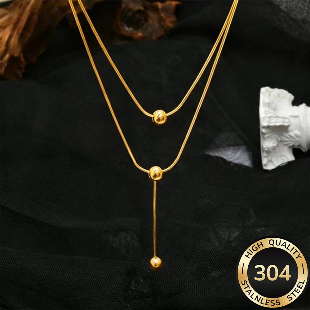 Women's Elegant Low-Allergy Golden Pendant Necklace