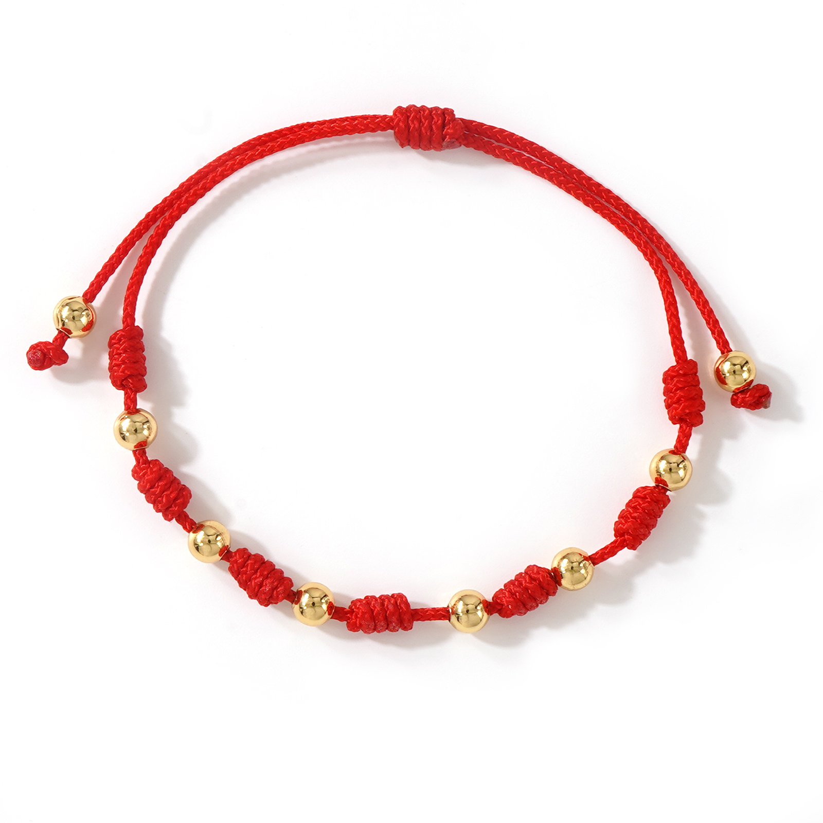 TEMU Pulsera trenzada para mujer con diseño bohemio de nudo , con cordón y cuentas metálicas de cobre, esta pulsera ajustable para es un gran regalo