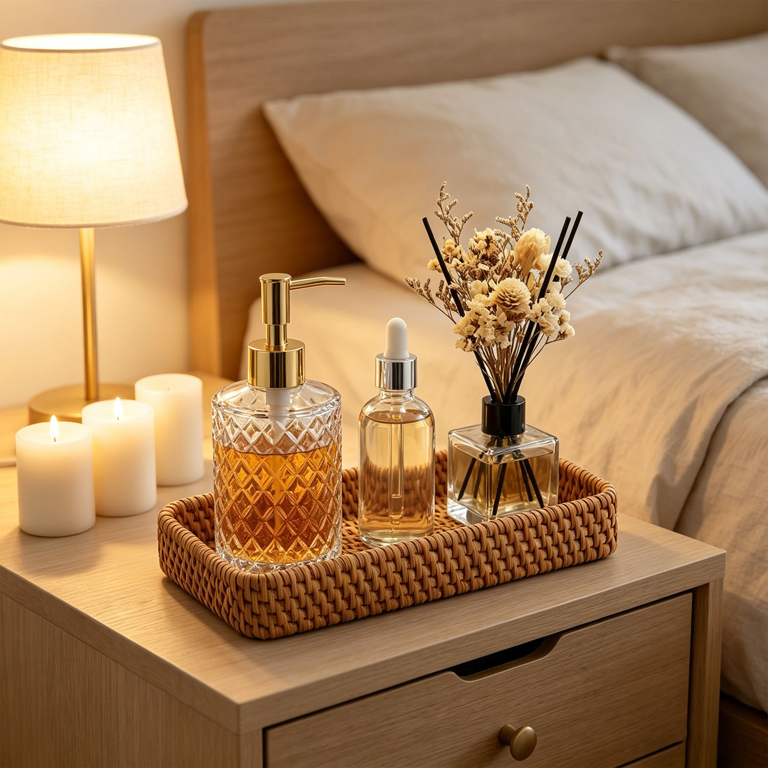 2 Hand-Woven Rattan Bathroom Storage Trays, Multi-Functional Entryway Tabletop Key and Sundries Decorative Tray, Toilet Tank Decorative Basket for Storing Keys, Vanity Items, Candles, Ornaments, Perfume, and Long Hand Towels, Exquisite Home Storage