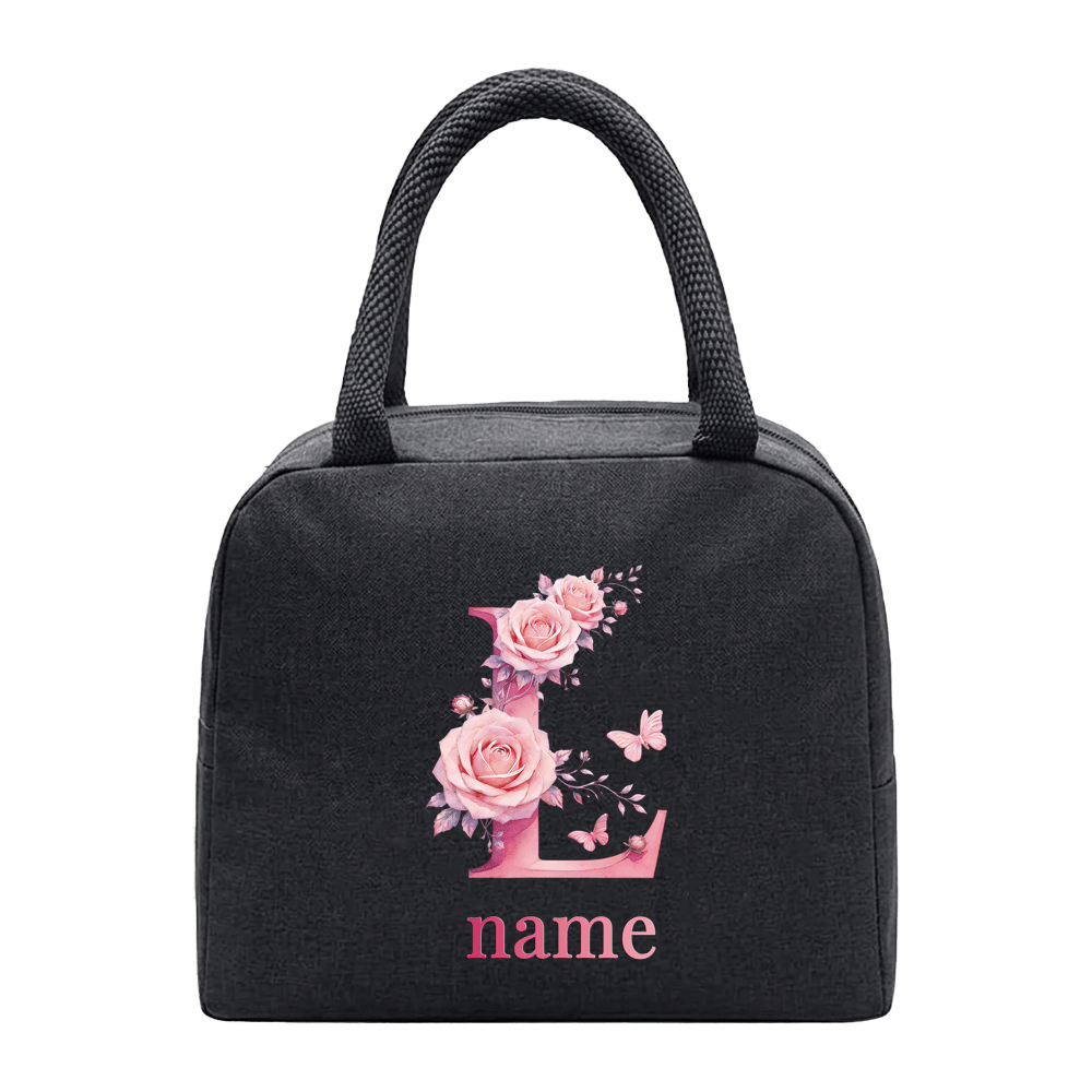 TEMU Customize Name Insulated Lunch Bag Durable Bento Pack Aluminum Foil Rice Bag Ice Pack Personalized Initial Letter Printing Lunch Box Portable