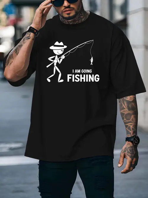 no im fine mens fishing graphic t shirt casual breathable polyester blend short sleeved round neck summer fashion top with stretch fishing shirt
