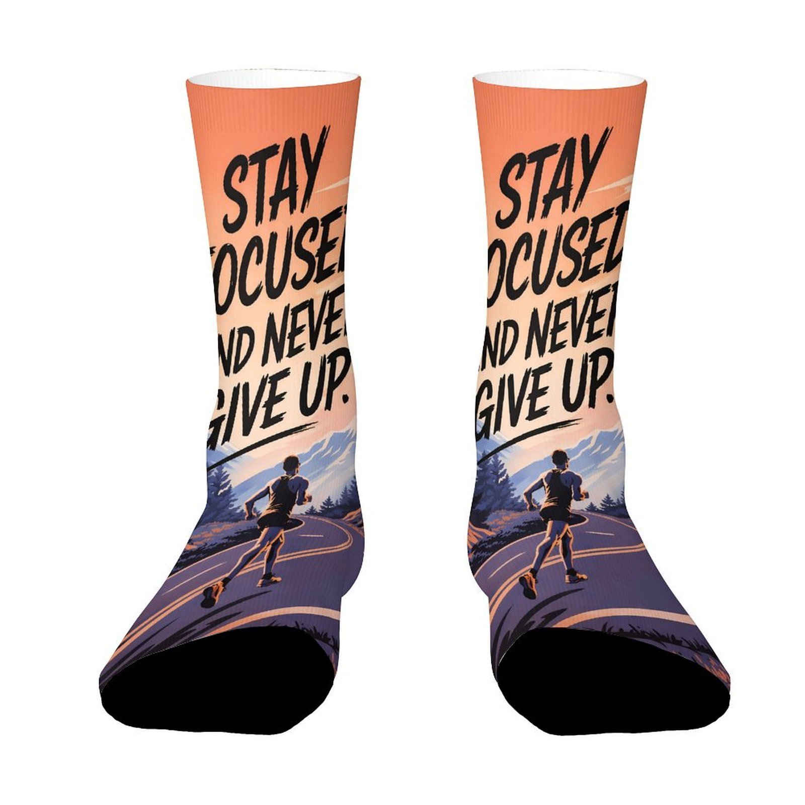 TEMU Un par de calcetines unisex para exteriores con un estampado inspirador de correr, de media caña, lavables a máquina, ideales para de los