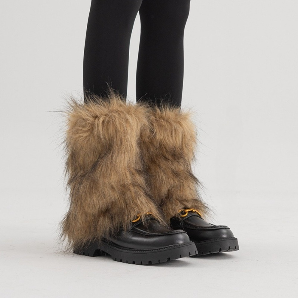 E-shop 1 Paar Y2K Kunstleder-Kälbersocken, , Herbst/Winter Warme Beinwärmer, Modisches Design, Süße Bein- Stiefelüberzüge für Herbst/Winter, Saisonale