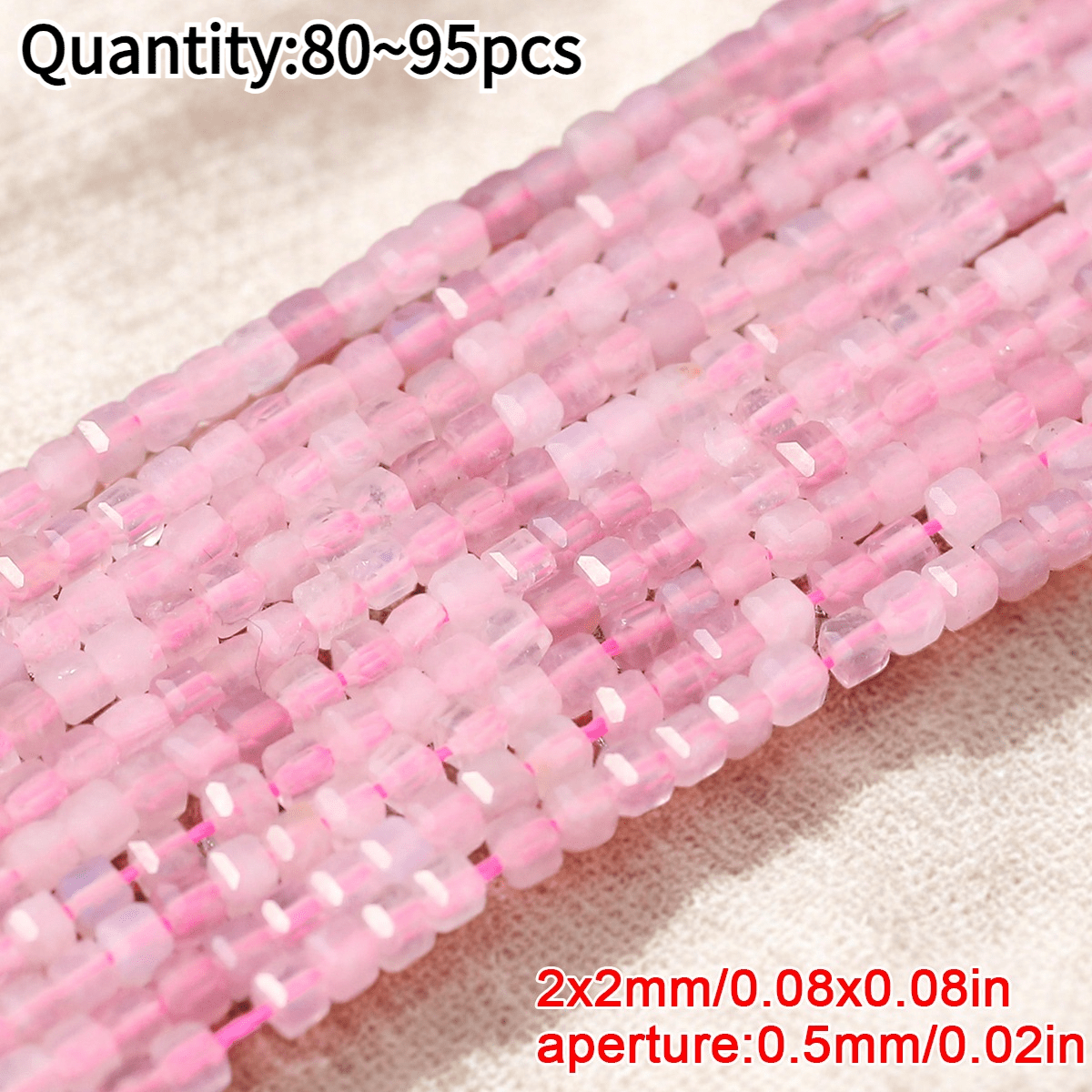 TEMU 2mm Quartz Cubic Sugar-cut Beads, Jelly-like Soft Pink With Natural -like Veins. Suitable For Jewelry Making Diy Bracelet And Necklace Beading