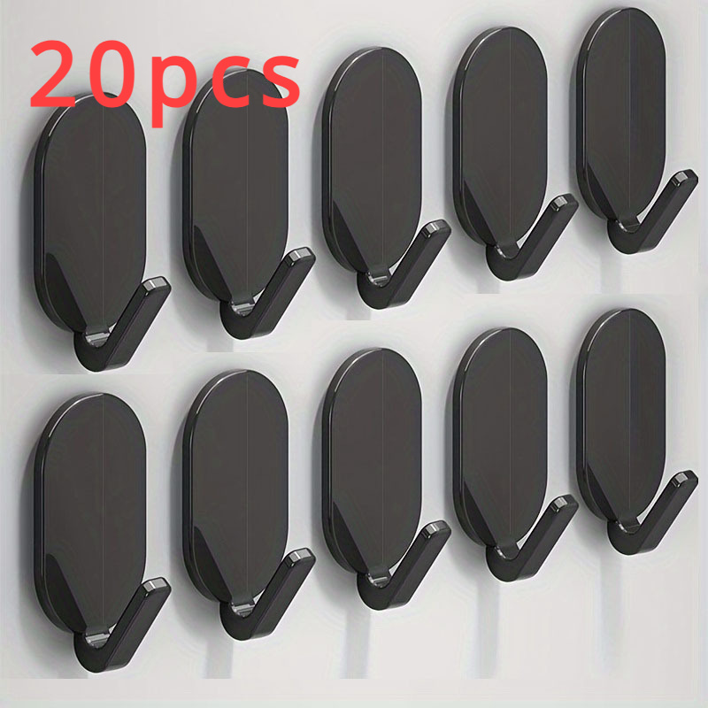 TEMU 20-pack Pridola Heavy-duty Adhesive Wall Hooks, Lockable Plastic Hook Set For Bathroom, Kitchen, Towels, No-drill Wall Mount, , Utility Hooks