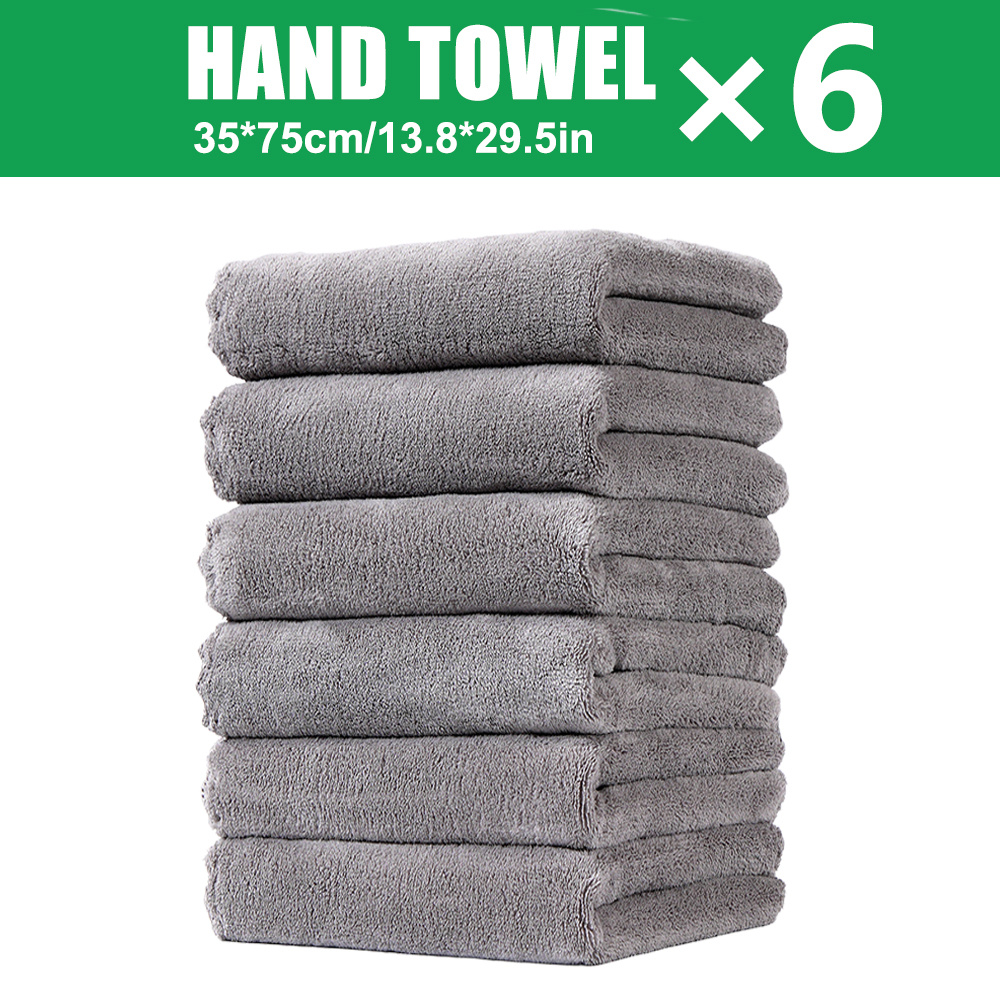 TEMU 6pcs Solid Color Hand Towel 35*75cm/13.8*29.5in, Microfiber Material, Skin-friendly, Highly Absorbent, Multiple Colors, Absorption, Suitable For