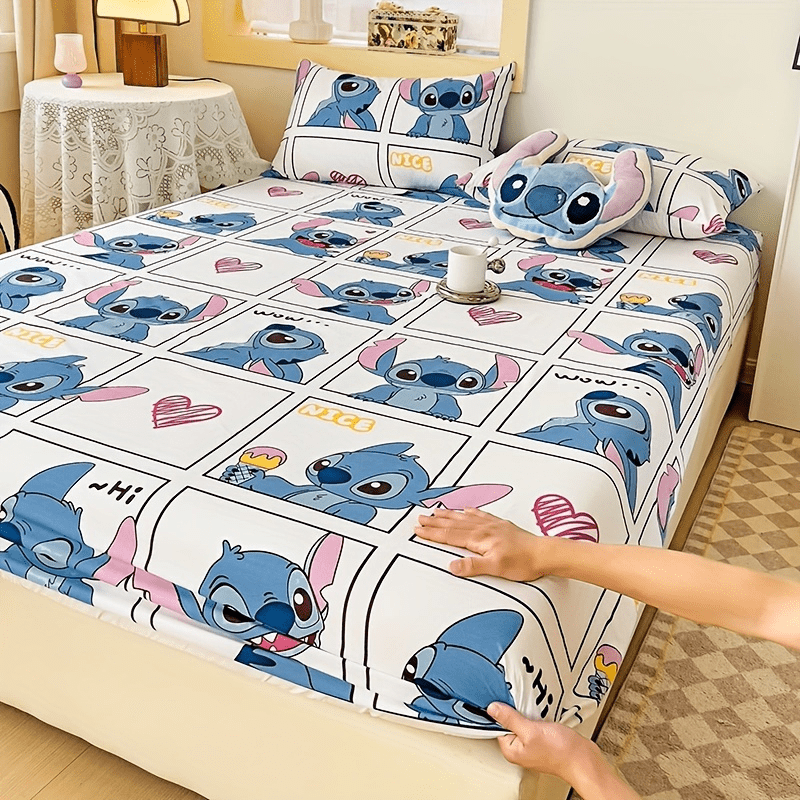     themed 3pcs bedding set soft fitted sheet pillowcases blue plush cushion woven fabric   home office or   decor details 4