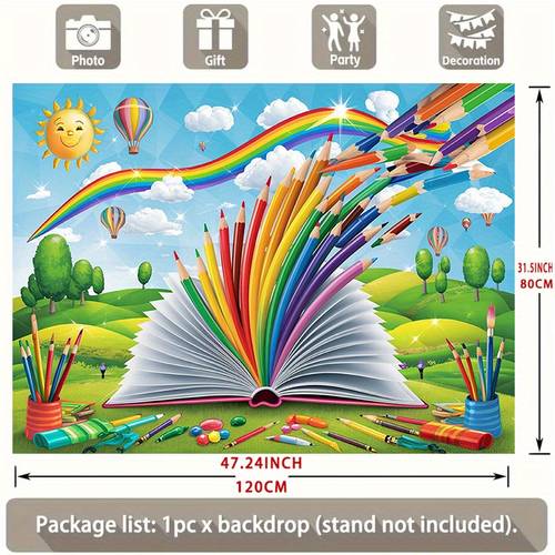 item picture 2d flat 2d flat banner 1 back to school themed party banner suitable for backdrop decoration and photo props made of used for and wall decor as well as party backdrops supplies or gifts 2d flat
