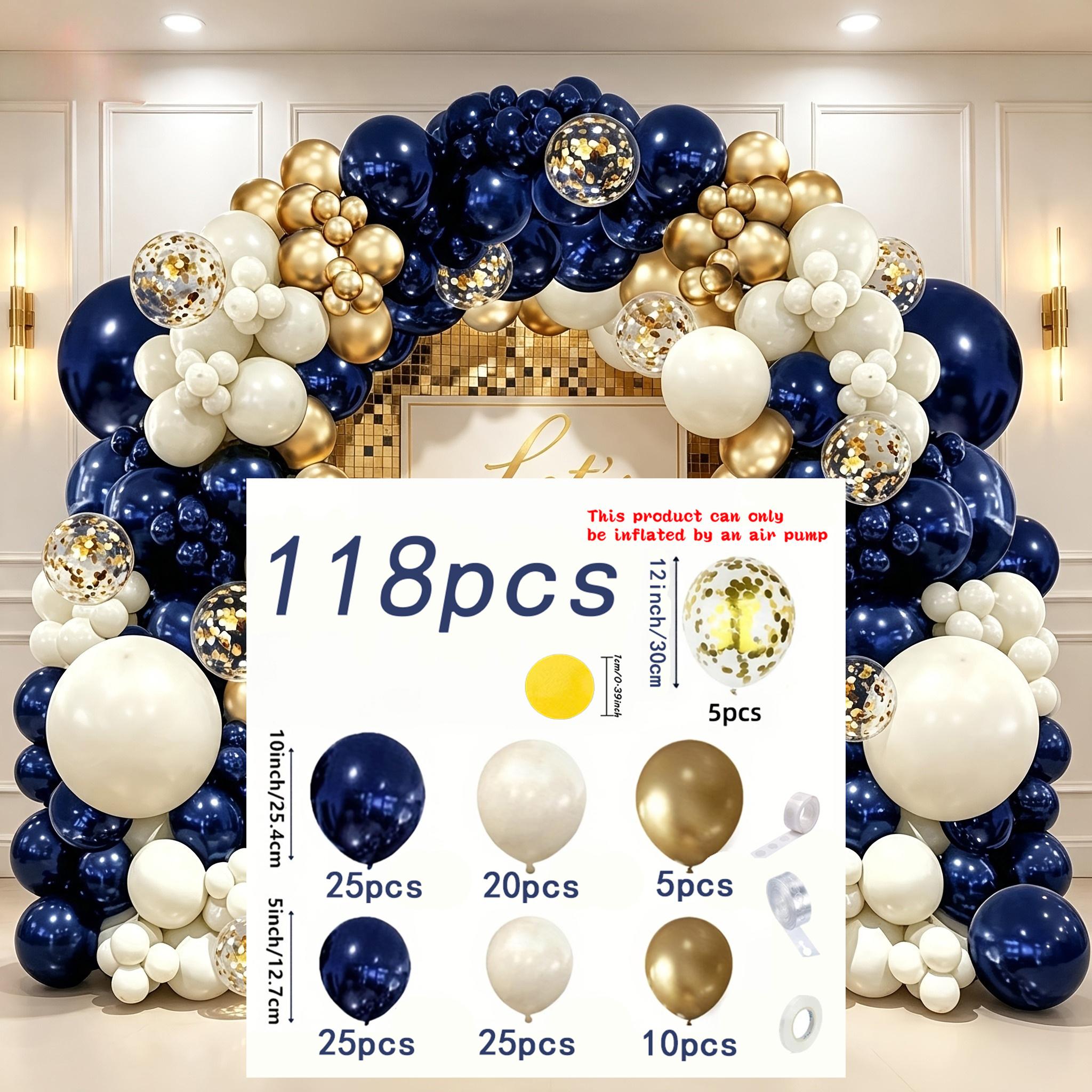 TEMU Ensembles de guirlandes de ballons bleu marine 118, et dorés, ballons à paillettes dorées, parfaits pour les fêtes d'anniversaire, les fêtes sur