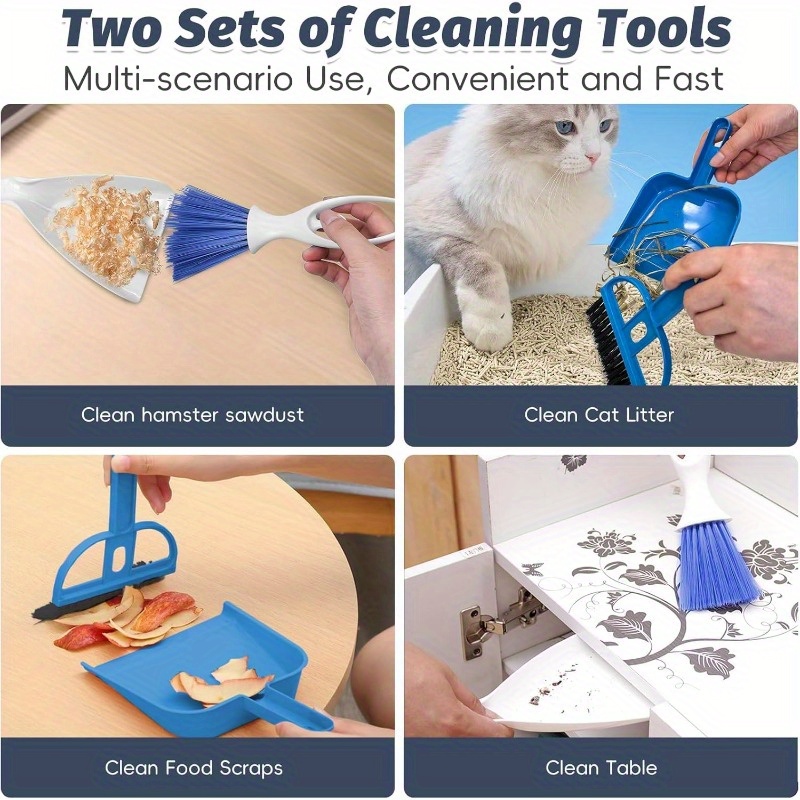 2 pack mini dustpan and brush set with ergonomic handle & locking mechanism - heavy-duty bpa-free plastic, compact pet cage cleaner with hanging storage for small animals - ideal for guinea  , cats, hamsters,  , rabbits, reptiles - multi-surface broom & dustpan for home, travel, rooms -   design, sturdy & durable, easy to store, ergonomic grip, foldable for   Product details 2