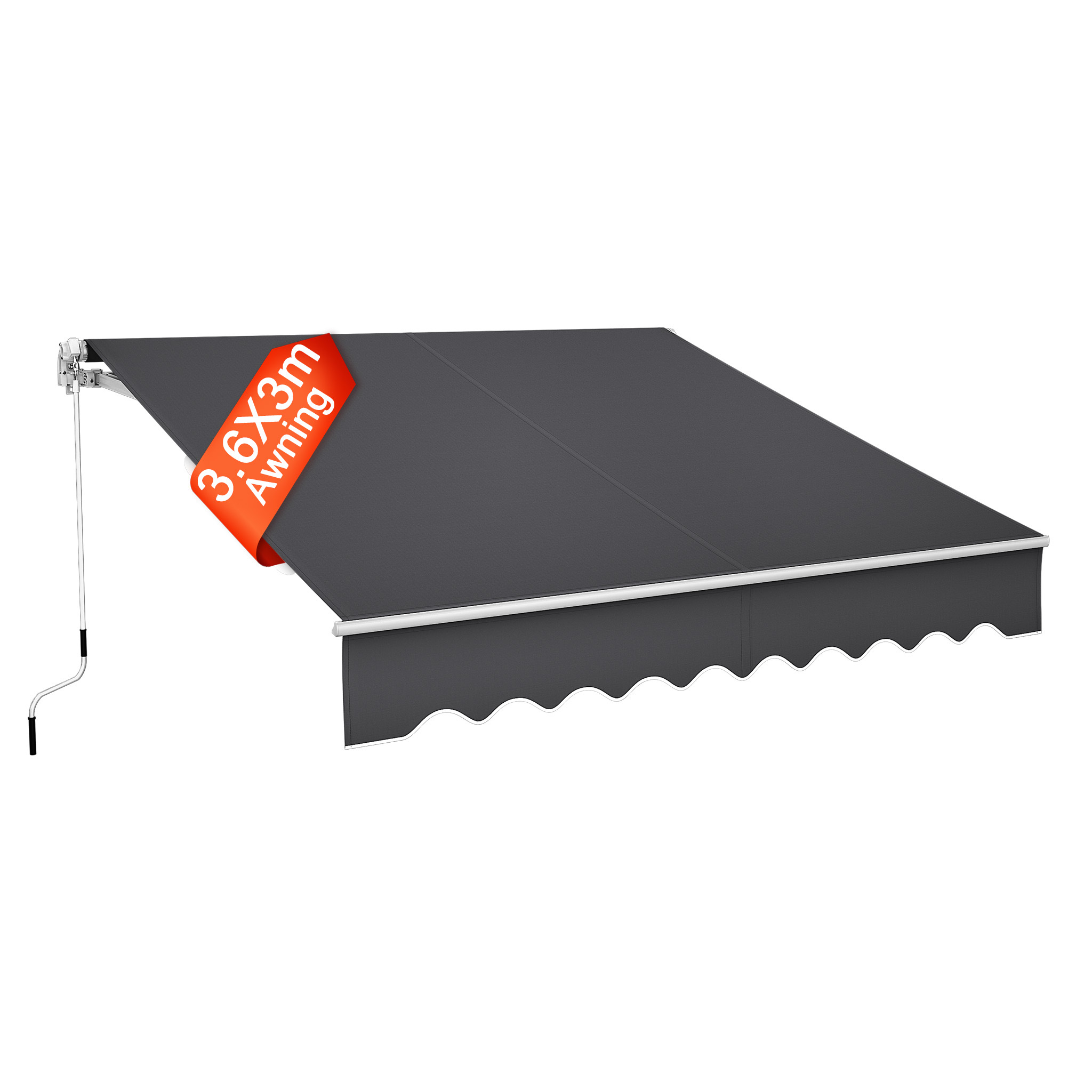 Folding Arm Awning, Sun Awning, Patio Awning, Sun Canopy, Retractable & Extendable, Aluminum Frame Awning With Hand Crank