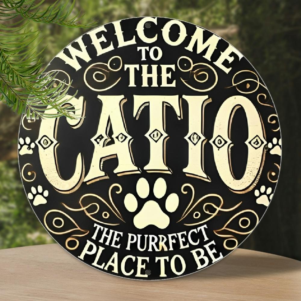 TEMU [rustic Sign] Rustic 1pc "welcome To The " Sign - Round Wall Art For Indoor/outdoor Cat Enclosure - Versatile Home & Garden Decor For Cat