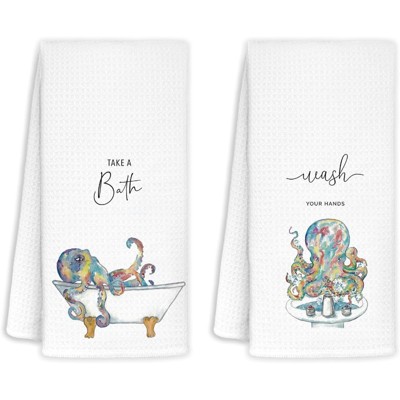 

2pcs Microfiber Hand Towels With Funny - Bathroom , Machine Washable, 18x26 Inches