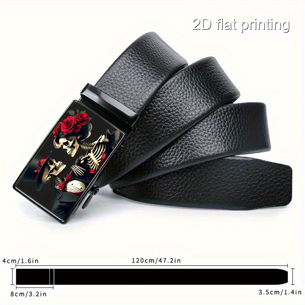 TEMU Ceinture Homme Style Gothique 2D avec Motif Interactif Cœur - Ceinture Élégante et Durable, Ceinture Glissante Ajustable pour Pantalon Habillé,