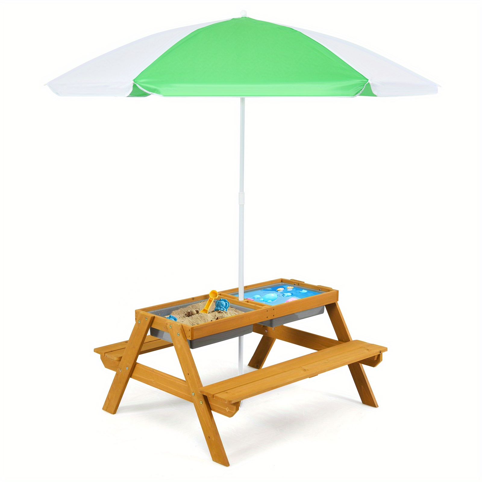 TEMU GOPLUS 3-en- de - pour enfants Table de sable d'eau extérieure avec parasol Boîtes de jeu