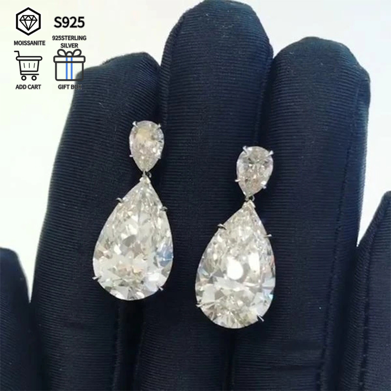 TEMU Elegant S925 Sterling Silver Moissanite Stud Earrings For Ladies - Stylish And Luxurious For High-end Events (with Gift Box/gra Certificate For
