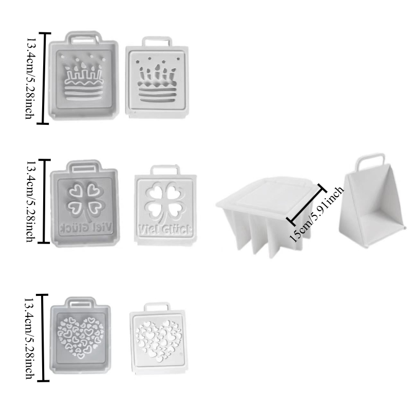 Image of Set Of 4 Unique Tote Bag Molds Featuring A Clover And , Perfect For Birthday And Made From Plaster Epoxy