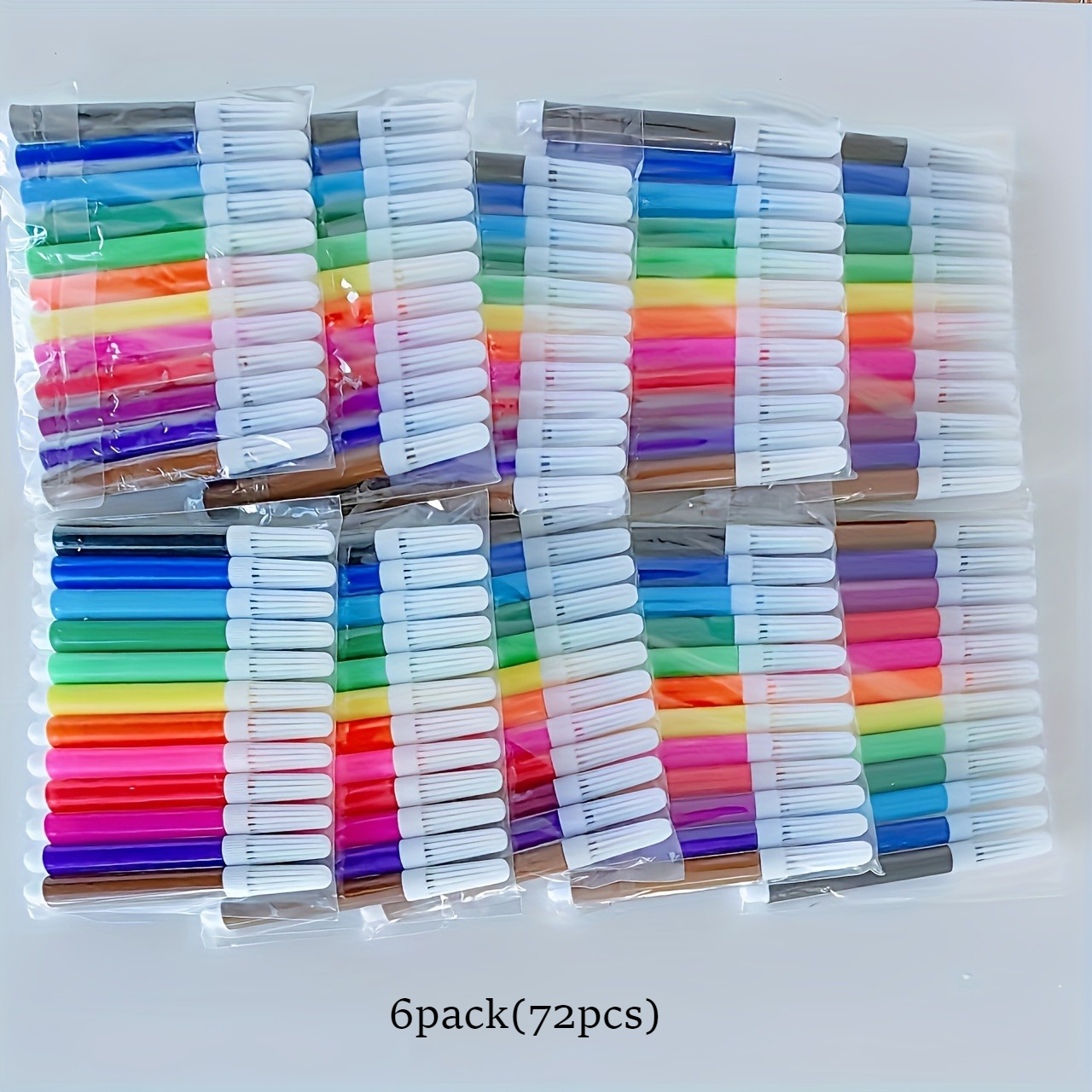 TEMU 36pcs/72pcs Pinceaux Aquarelle, Pinceaux de Peinture, Fournitures d'Art Professionnelles Multi-Spécifications, , Flux Lisse, Convient pour