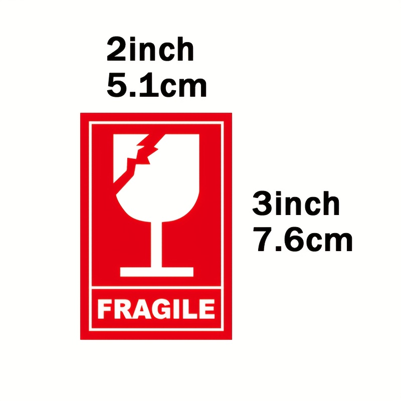 300pcs fragile labels red and transparent fragile labels with glass icon suitable for fragile items glassware ceramics electronic products online stores   delivery   fragile warning   instructions