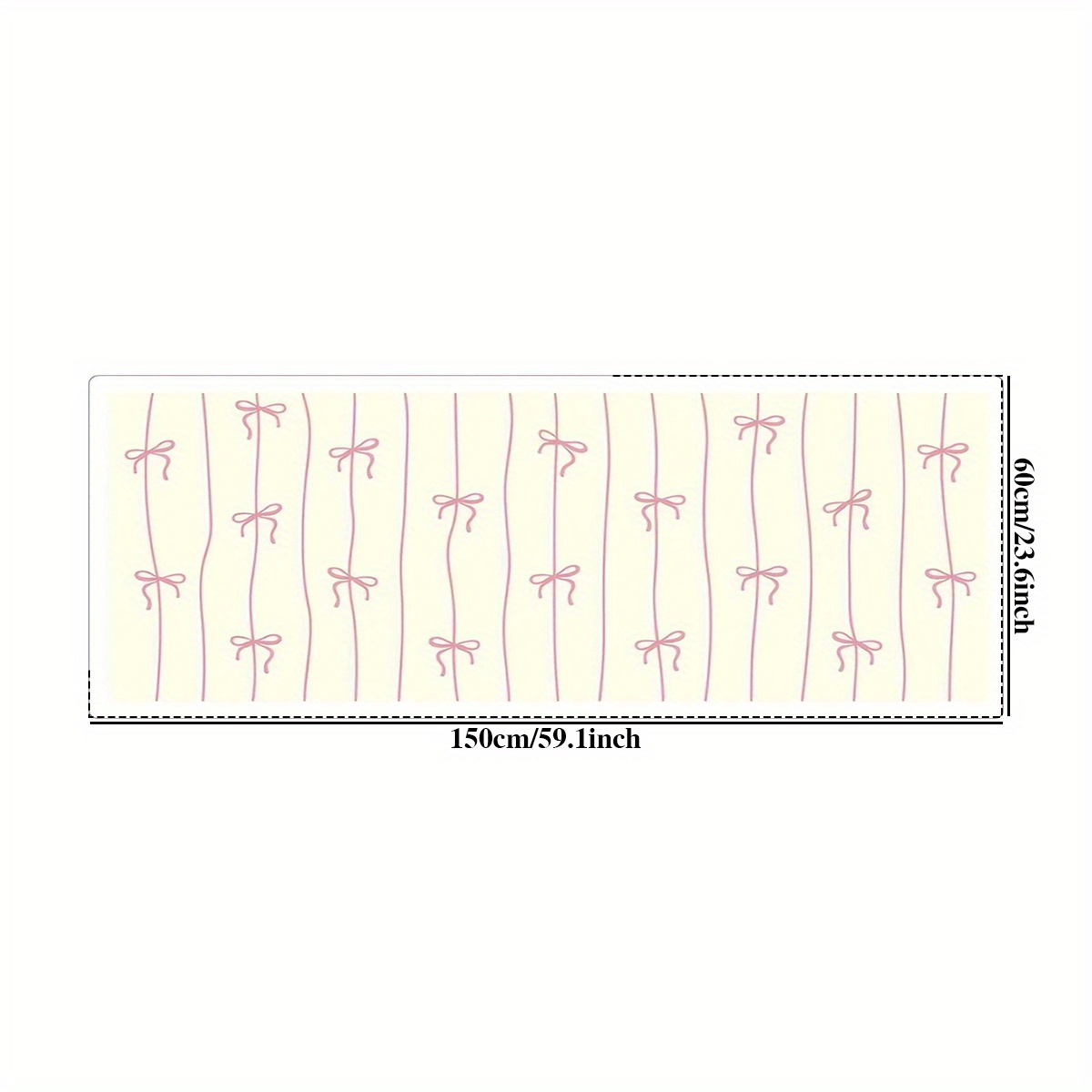 TEMU 1pc Of Faux Cashmere, 1000g, 10mm Thick, 40x110cm, Pink Bow Striped , Non-slip, Soft And Fluffy Floor Mat, Suitable For Bedroom, Living Room,