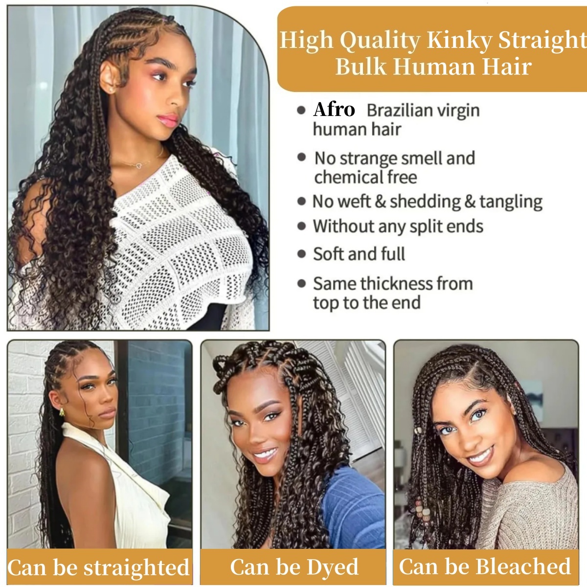 50g per bundle straight bulk hair extensions suitable - Temu  display picture 1