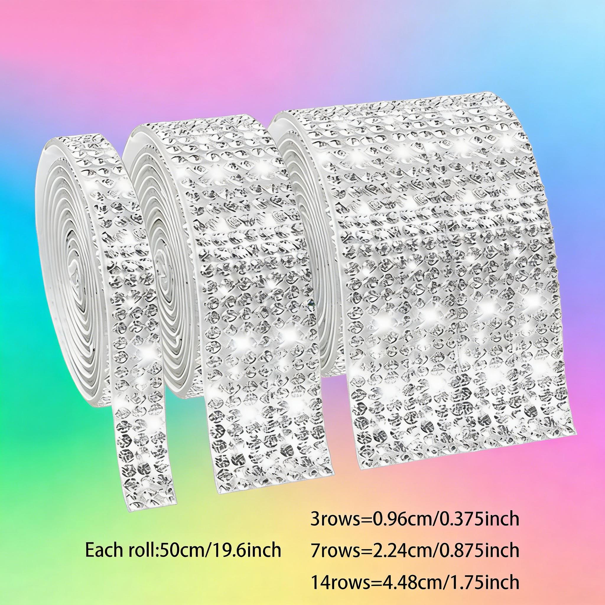 TEMU Lot de 3 rouleaux de ruban autocollant à strass cristal pour bricolage | Décorations pour voitures, téléphones, appareils photo, manuels