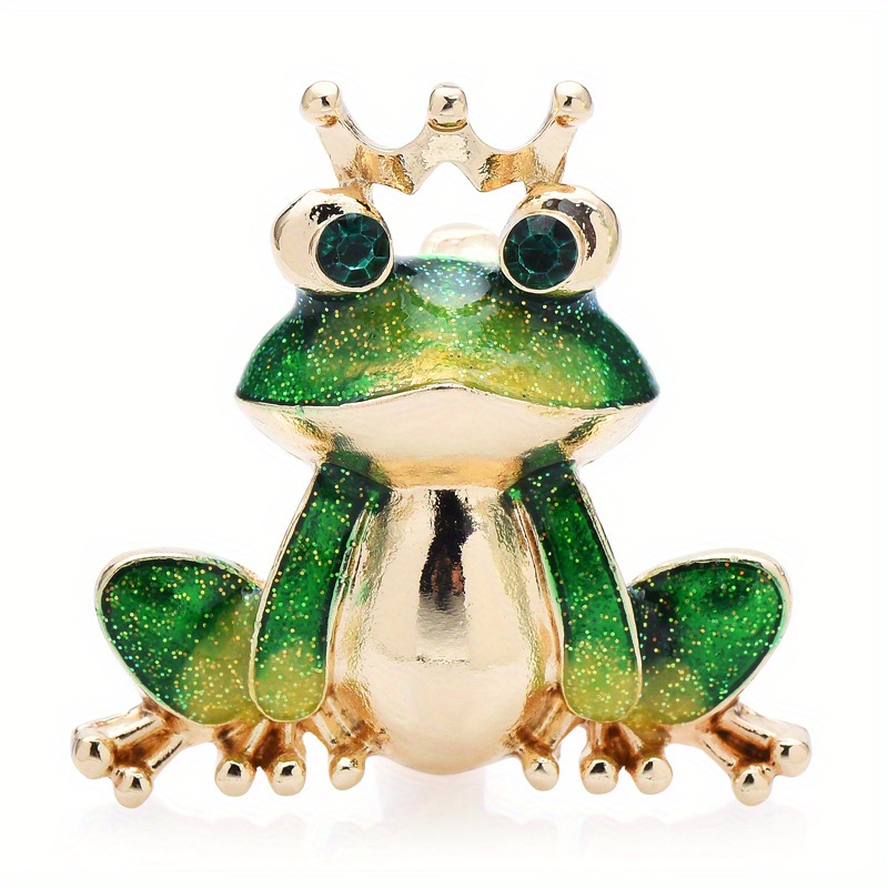 1pc   wings enamel frog brooch pin with crown   cute animal lapel pin ideal for party and everyday wear gift ready details 0