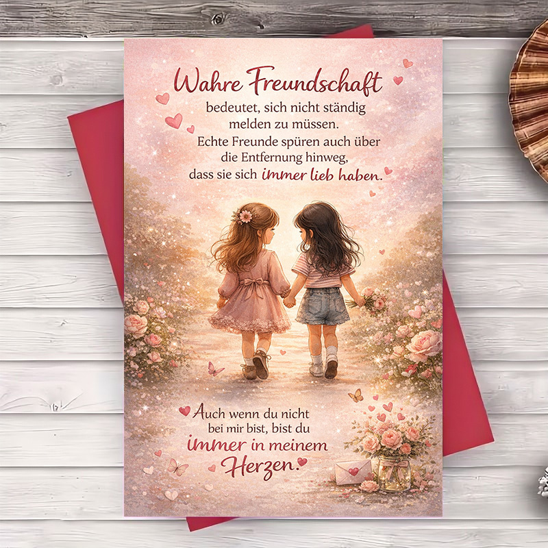 Image of 2pcs (one Envelope And 1 Greeting Card)beautiful Friendship Greeting Card Perfect For Celebrating Lasting And Moments Ideal For Birthdays Thank You Or Gifts (envelope And Card)