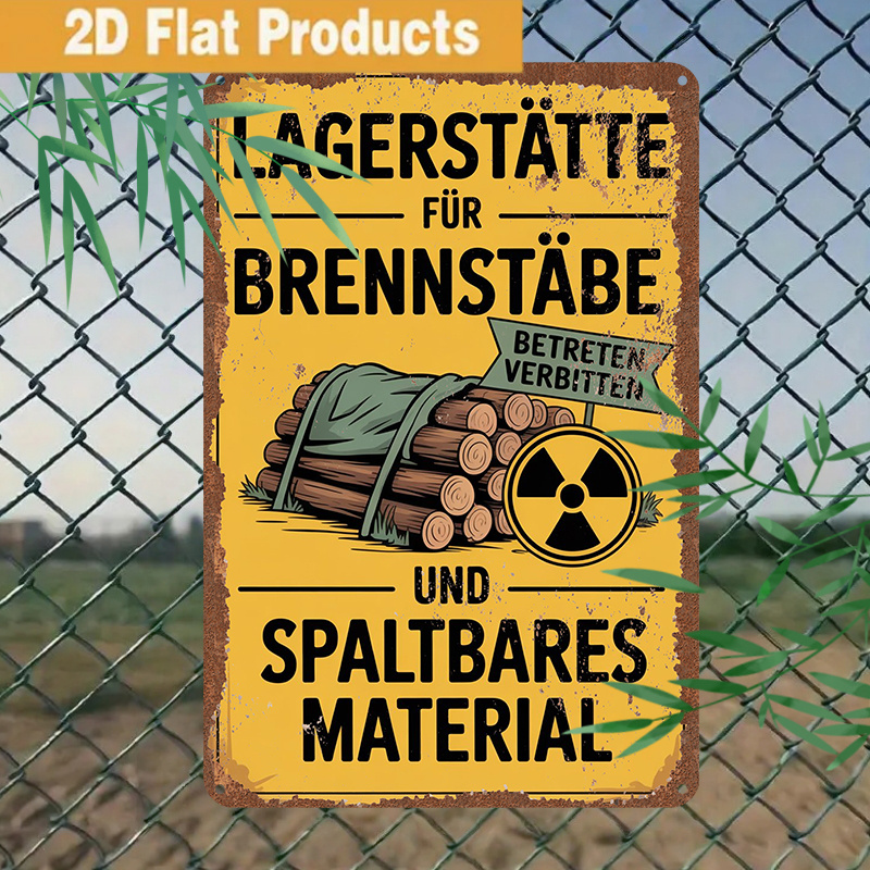 TEMU 2D Flach, 1 Stück, Vintage Schild (12X8 Zoll/30X20 cm) "Nicht betreten für Brennstäbe und Spaltmateriallagerung" Schild, Retro Plakette für