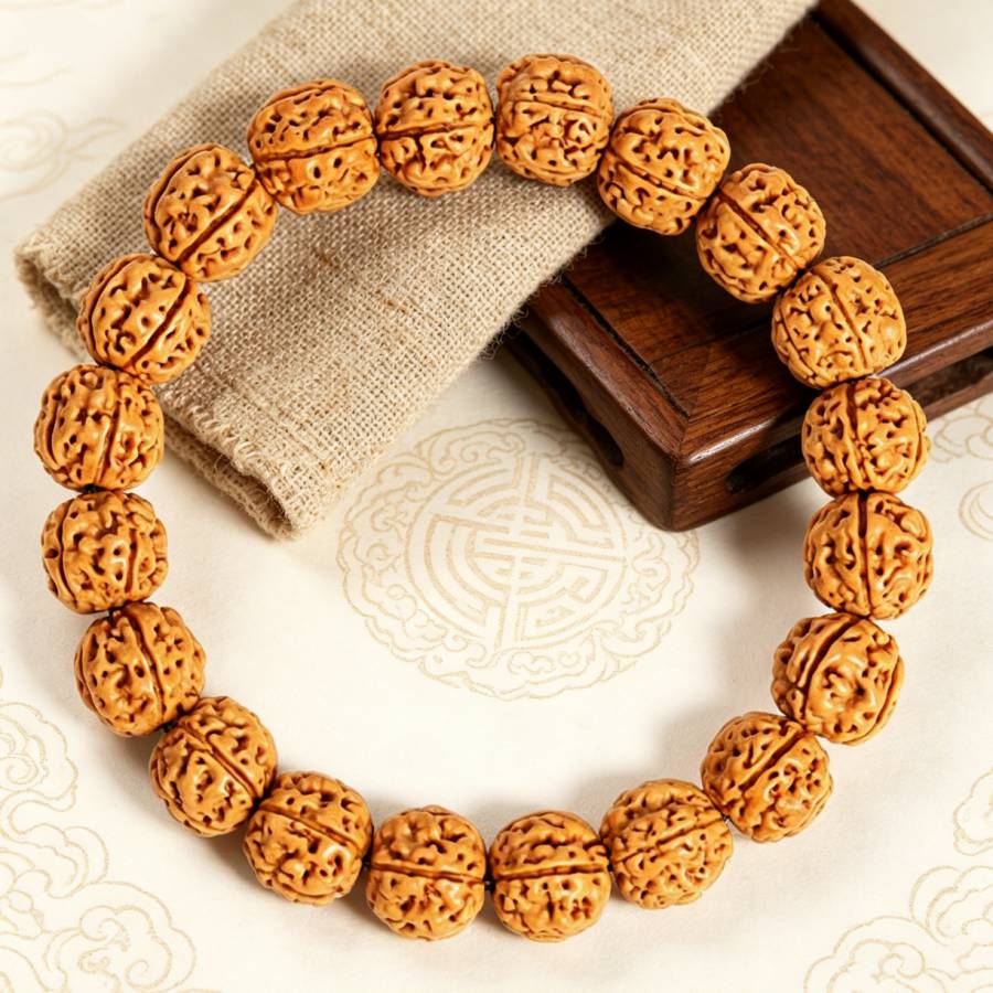 Bohemian Style Rudraksha Bead Bracelet, Handmade Natural Stone